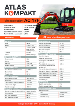 Mini excavatoare Atlas Kompakt AC 17F