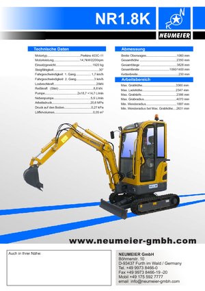 Mini excavatoare Neumeier NR 1.8 K