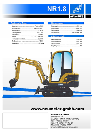 Mini excavatoare Neumeier NR 1.8