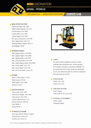 Mini excavatoare PowerPlus PP20S-IX