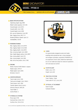 Mini excavatoare PowerPlus PP35E-IX
