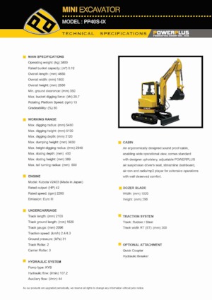 Mini excavatoare PowerPlus PP40S-IX