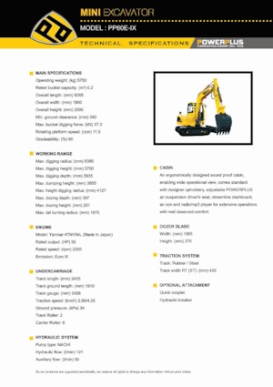 Mini excavatoare PowerPlus PP60E-IX