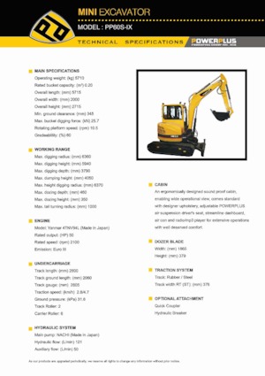 Mini excavatoare PowerPlus PP60S-IX