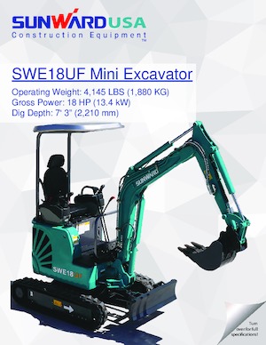 Mini excavatoare Sunward SWE18UF