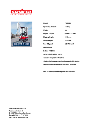 Mini excavatoare Takeuchi TB 014 A