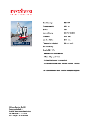 Mini excavatoare Takeuchi TB 014 A