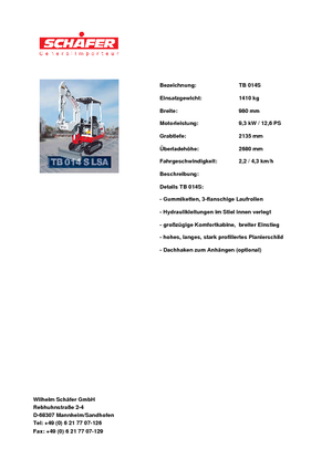 Mini excavatoare Takeuchi TB 014 S