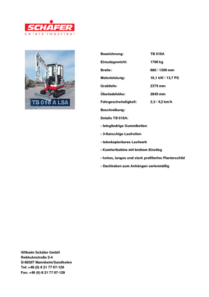 Mini excavatoare Takeuchi TB 016 A