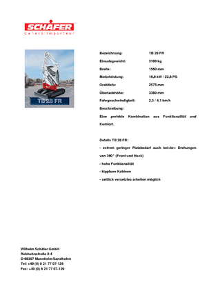 Mini excavatoare Takeuchi TB 28 FR