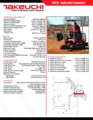 Mini excavatoare Takeuchi TB 016 S