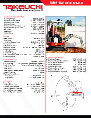 Mini excavatoare Takeuchi TB 108 Hybrid