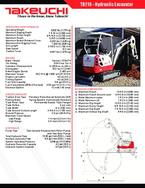 Mini excavatoare Takeuchi TB216S