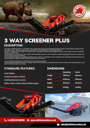 Stații de sortare mobile Red Rhino 3 WAY SCREENER PLUS