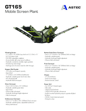 Stații de sortare mobile Astec GT165MF