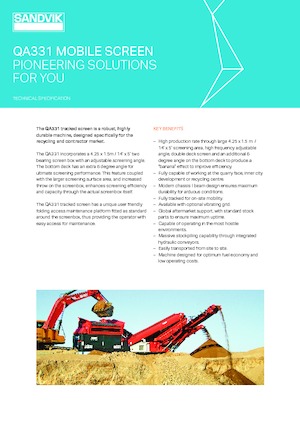 Stații de sortare mobile Sandvik QA 331