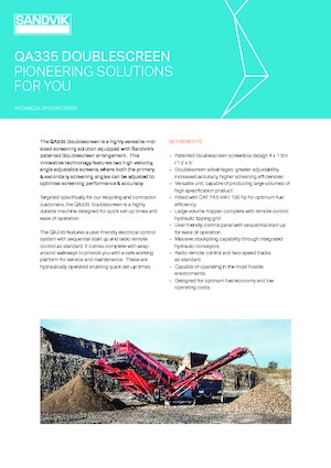 Stații de sortare mobile Sandvik QA335