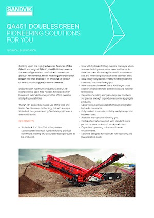 Stații de sortare mobile Sandvik QA451