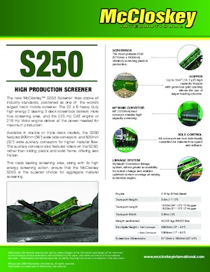 Stații de sortare mobile McCloskey S250
