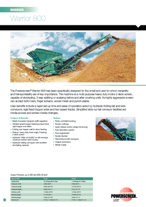 Stații de sortare mobile Powerscreen Warrior 800 Kette