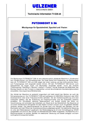 Pompe de amestecare mortar Uelzener S 36 FU 230V