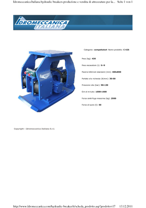 Vibratoare de suprafață montabile Idromeccanica C 420