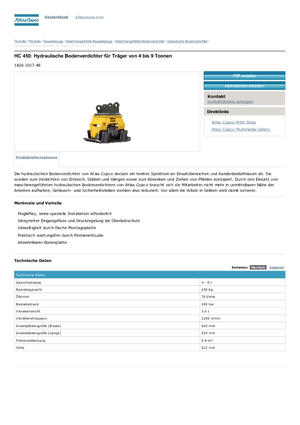 Vibratoare de suprafață montabile Atlas Copco HC 450