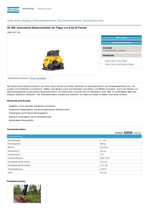 Vibratoare de suprafață montabile Atlas Copco HC 850