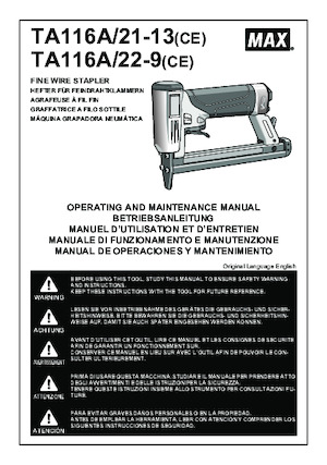 Cuie și capsatoare MAX USA CORP. TA116A/21-13