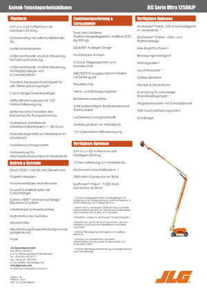 Nacele cu braț articulat pe roți JLG 1250AJP