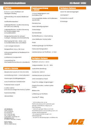 Nacele cu braț articulat pe roți JLG 340AJ