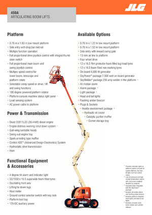Nacele cu braț articulat pe roți JLG 450A Serie II