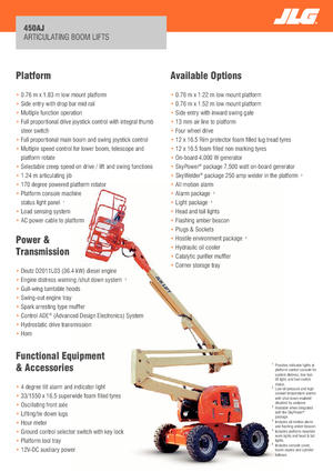 Nacele cu braț articulat pe roți JLG 450AJ