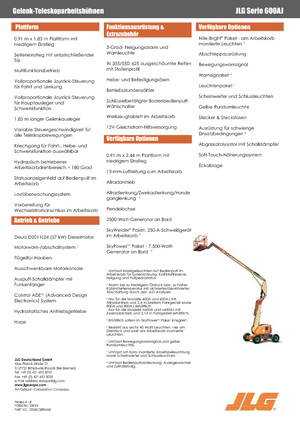 Nacele cu braț articulat pe roți JLG 600AJ