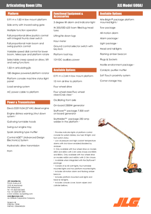 Nacele cu braț articulat pe roți JLG 600AJ