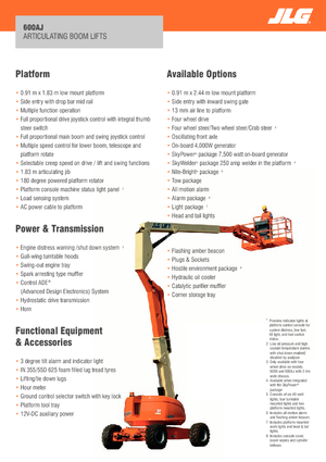 Nacele cu braț articulat pe roți JLG 600AJ