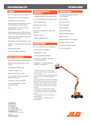 Nacele cu braț articulat pe roți JLG 600AN