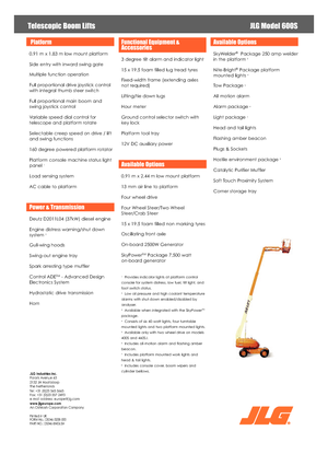 Nacele telescopice pe roți JLG 600S