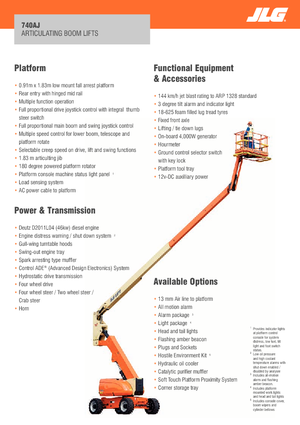 Nacele cu braț articulat pe roți JLG 740 AJ