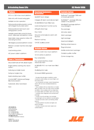 Nacele cu braț articulat pe roți JLG 800A