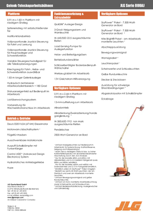 Nacele cu braț articulat pe roți JLG 800AJ