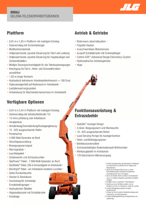 Nacele cu braț articulat pe roți JLG 800AJ