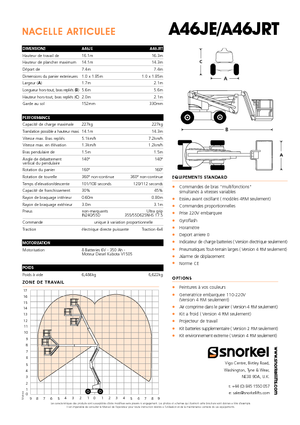 Nacele cu braț articulat pe roți Snorkel A46JRT