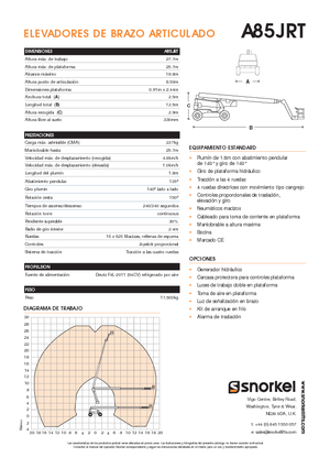 Nacele cu braț articulat pe roți Snorkel A85JRT
