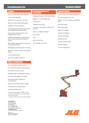 Nacele cu braț articulat pe roți JLG E400AJP