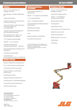 Nacele cu braț articulat pe roți JLG E400AJP