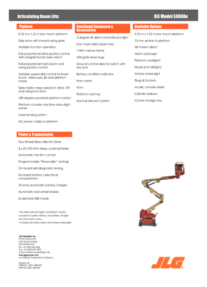 Nacele cu braț articulat pe roți JLG E400AN