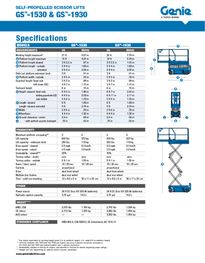 Platforme de ridicare de tip foarfecă pe roți Genie GS-1930 Hydraulic