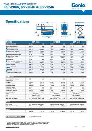 Platforme de ridicare de tip foarfecă pe roți Genie GS-3246