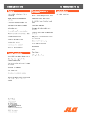 Platforme de ridicare de tip foarfecă pe roți JLG Liftlux 210-25